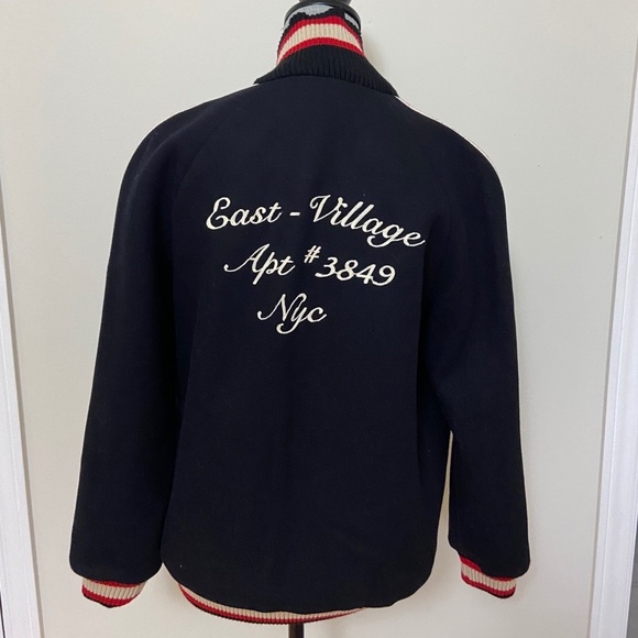 Zara Navy Blue Embroidered Letters Varsity Bomber - Picture 6 of 7
